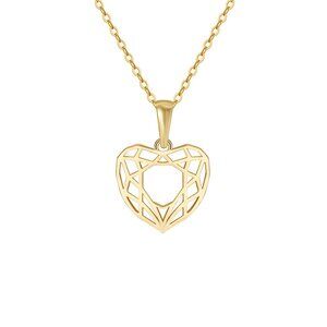 Gold Geometric Heart Pendant Necklace - Women Jewelry